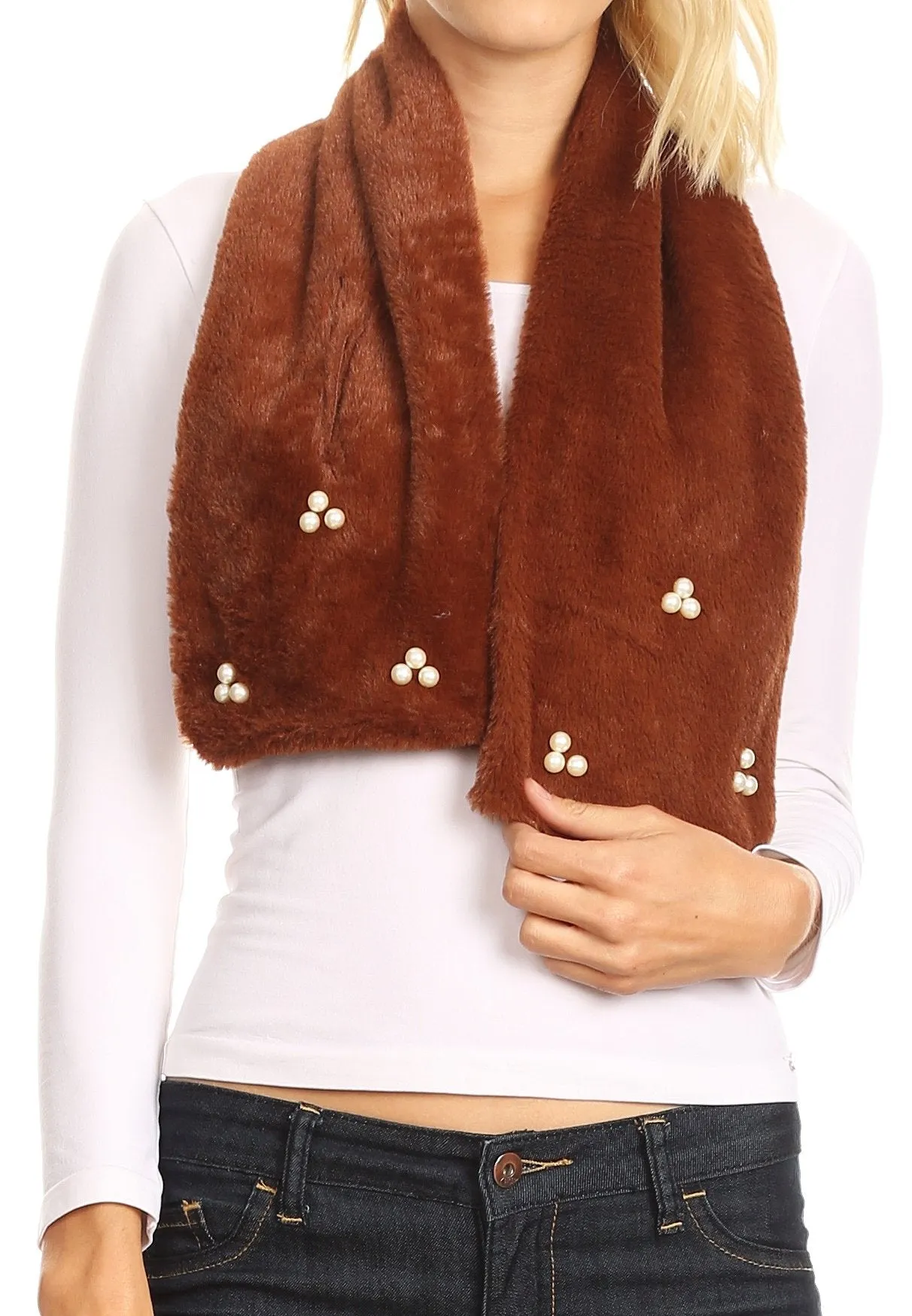 Sakkas Colette Faux Mink Warm Winter Soft Luxurious KeyHole Scarf