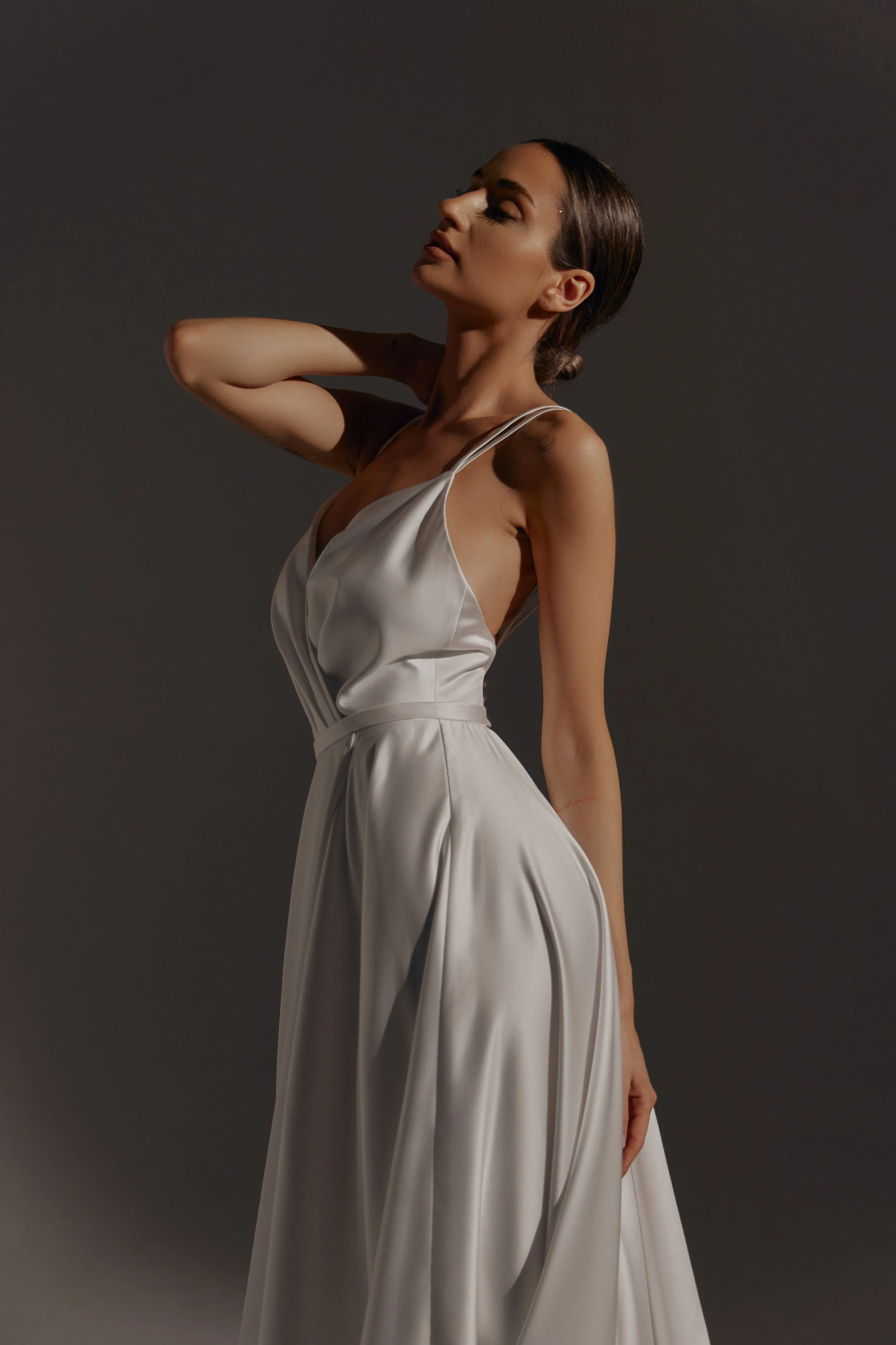 Satin Wedding Dress Arabela with Slit