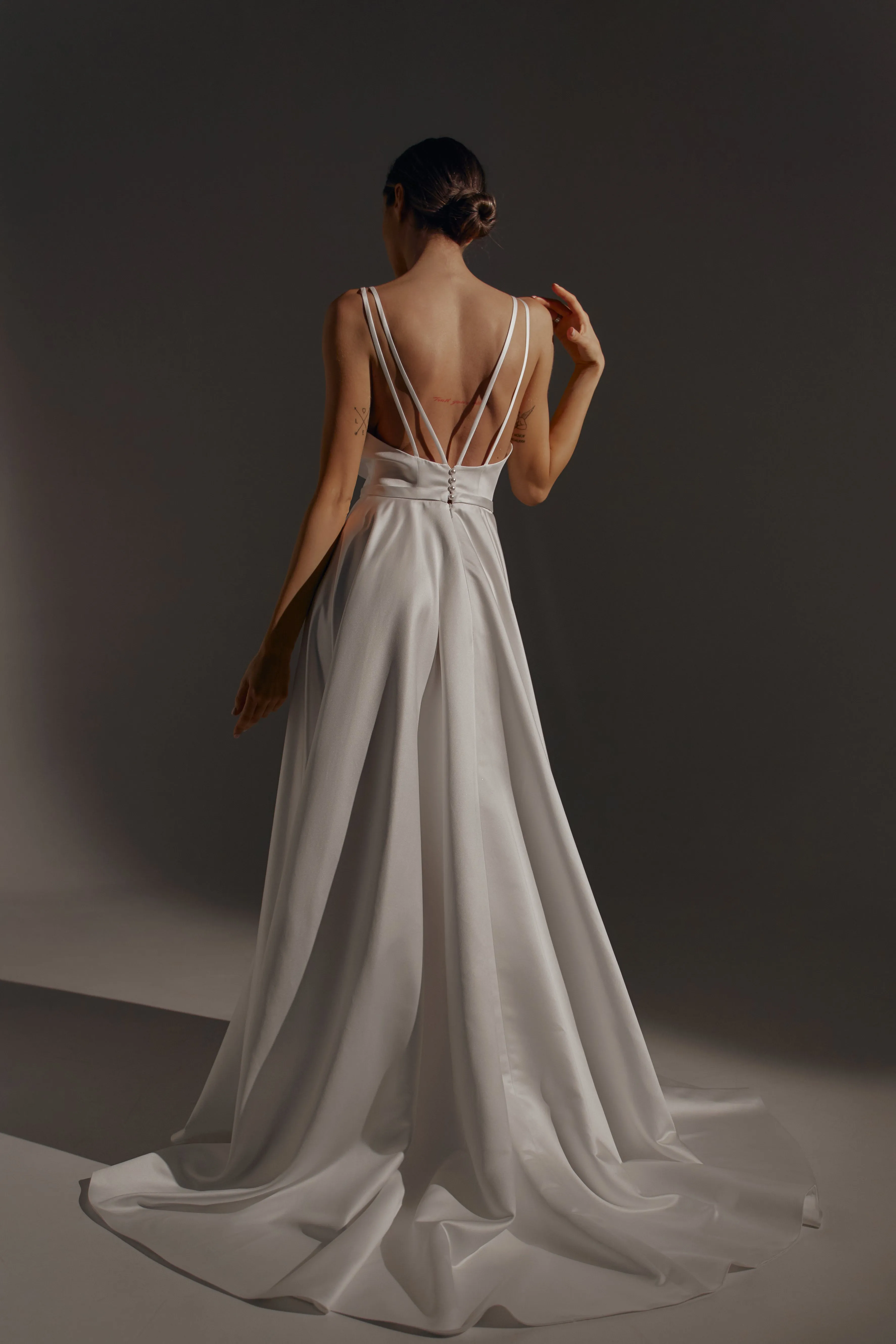 Satin Wedding Dress Arabela with Slit