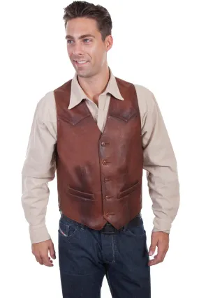 Scully Mens Classic Yokes Brown Leather Leather Vest