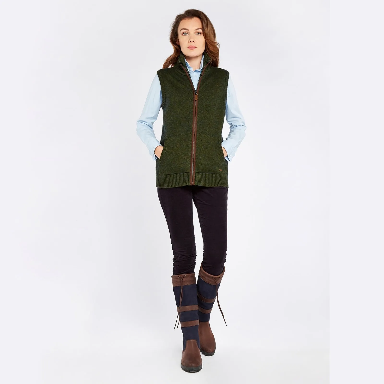 Sheedy Ladies Knitted Bodywarmer, olive