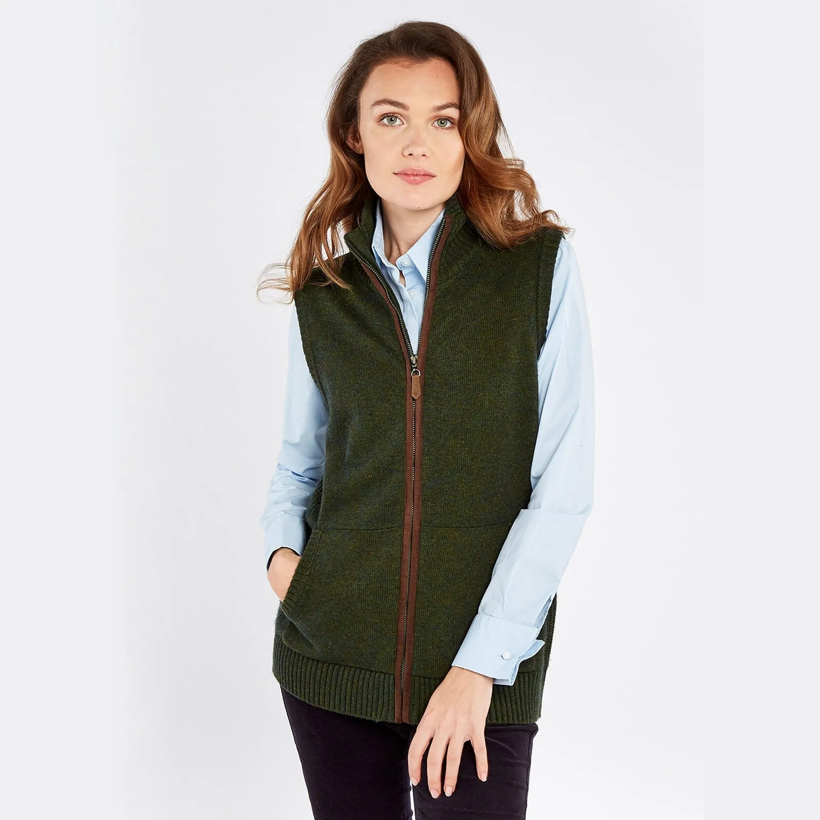 Sheedy Ladies Knitted Bodywarmer, olive