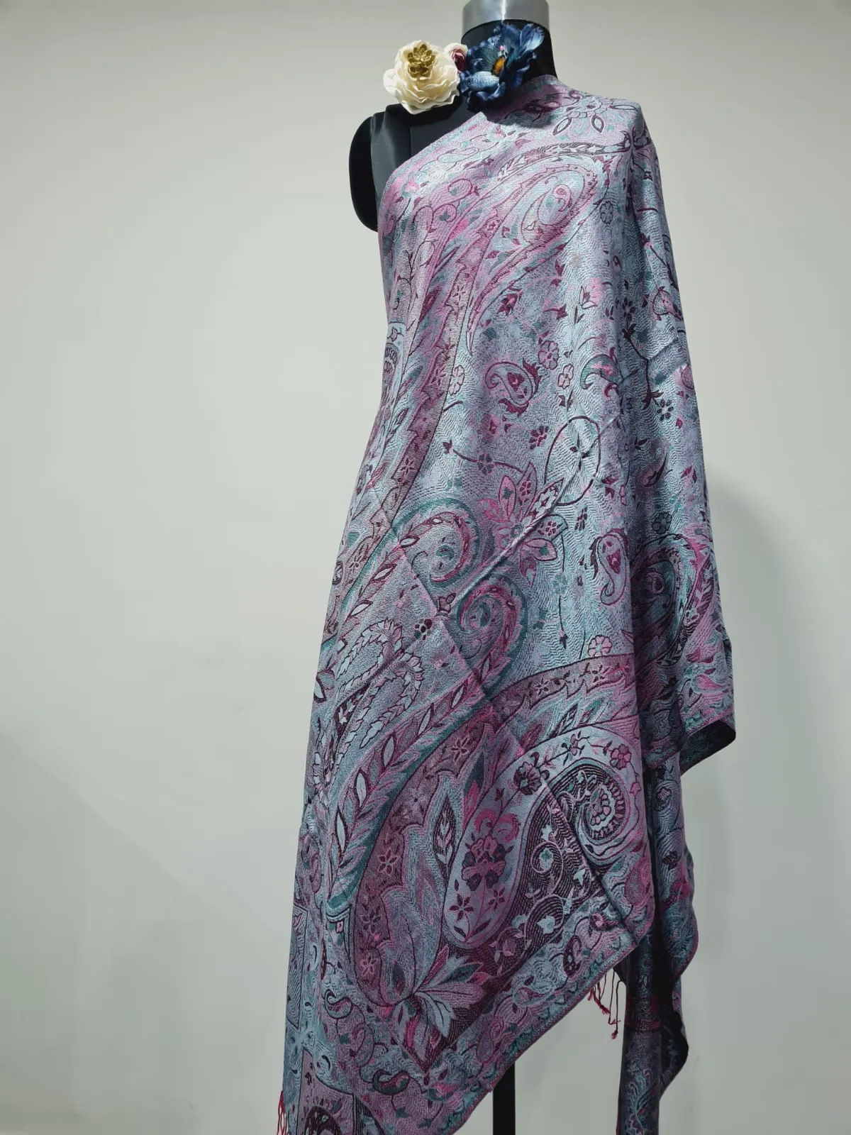 Silk Shawl Multi Color Paisley Print Shawl