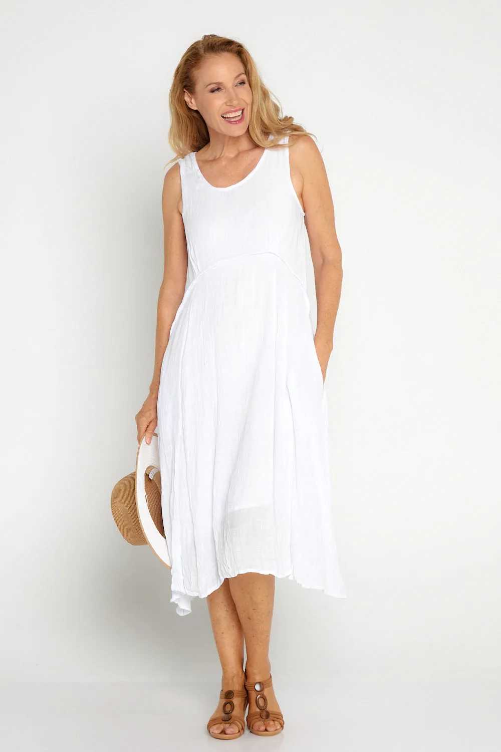 Sleeveless Waterhouse Dress - White