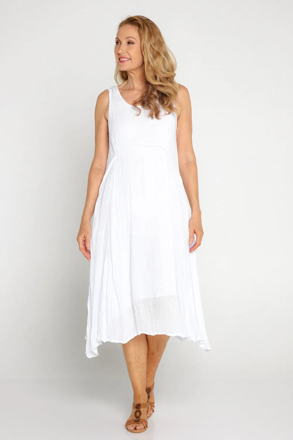 Sleeveless Waterhouse Dress - White