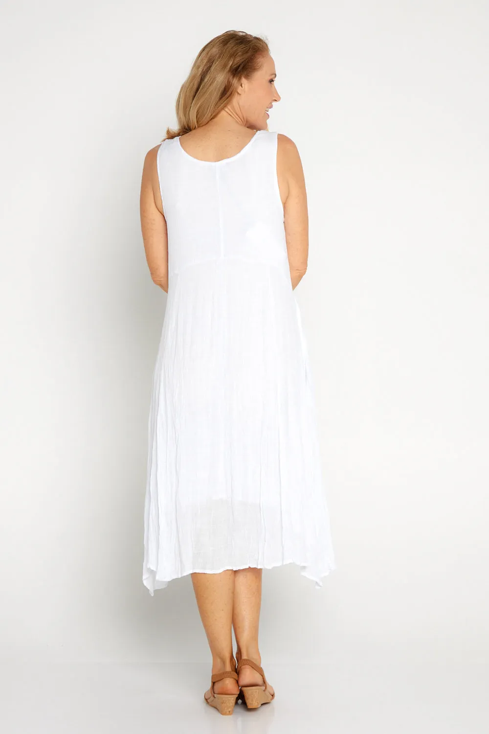 Sleeveless Waterhouse Dress - White