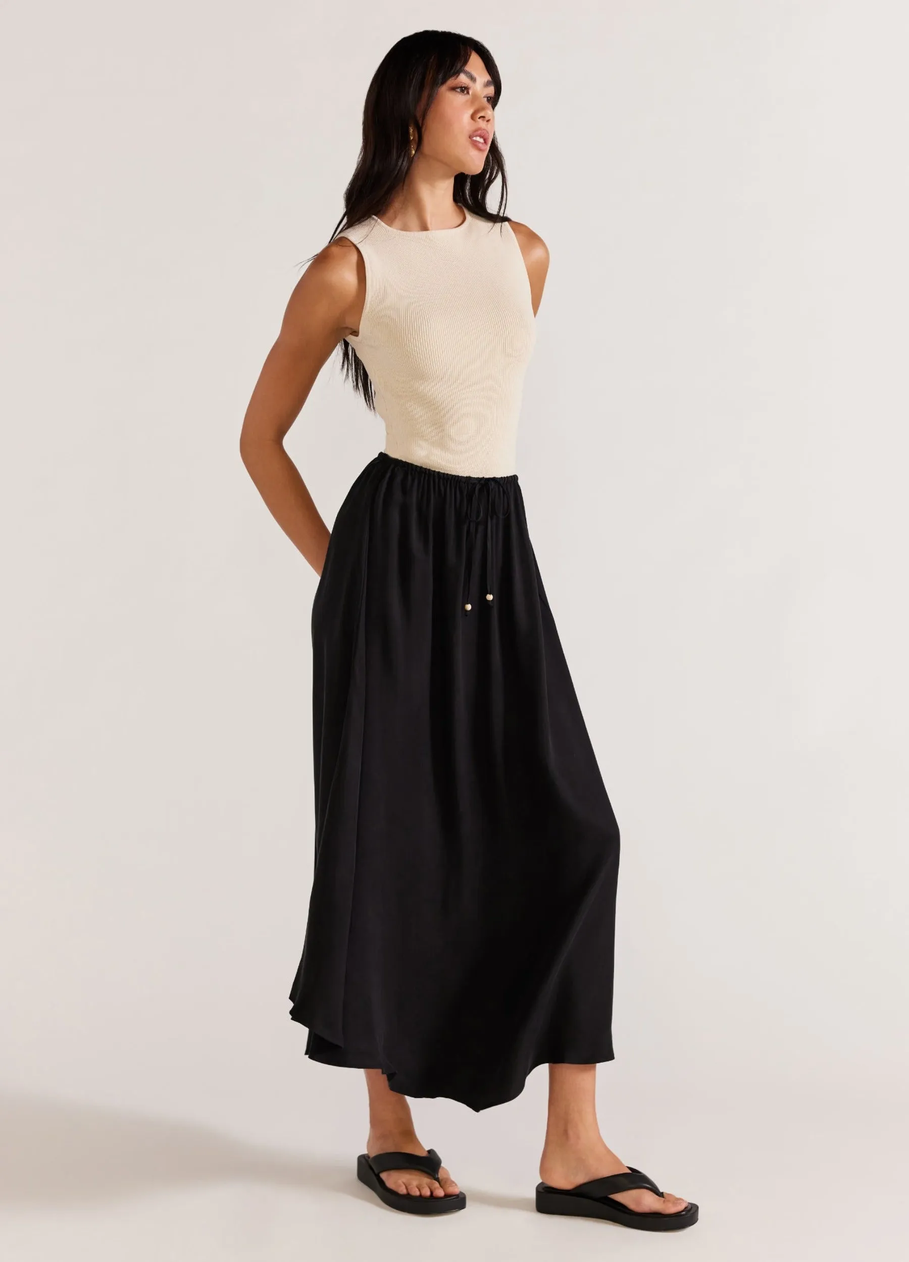 Staple the Label - Nola Cupro Midi Skirt - Black