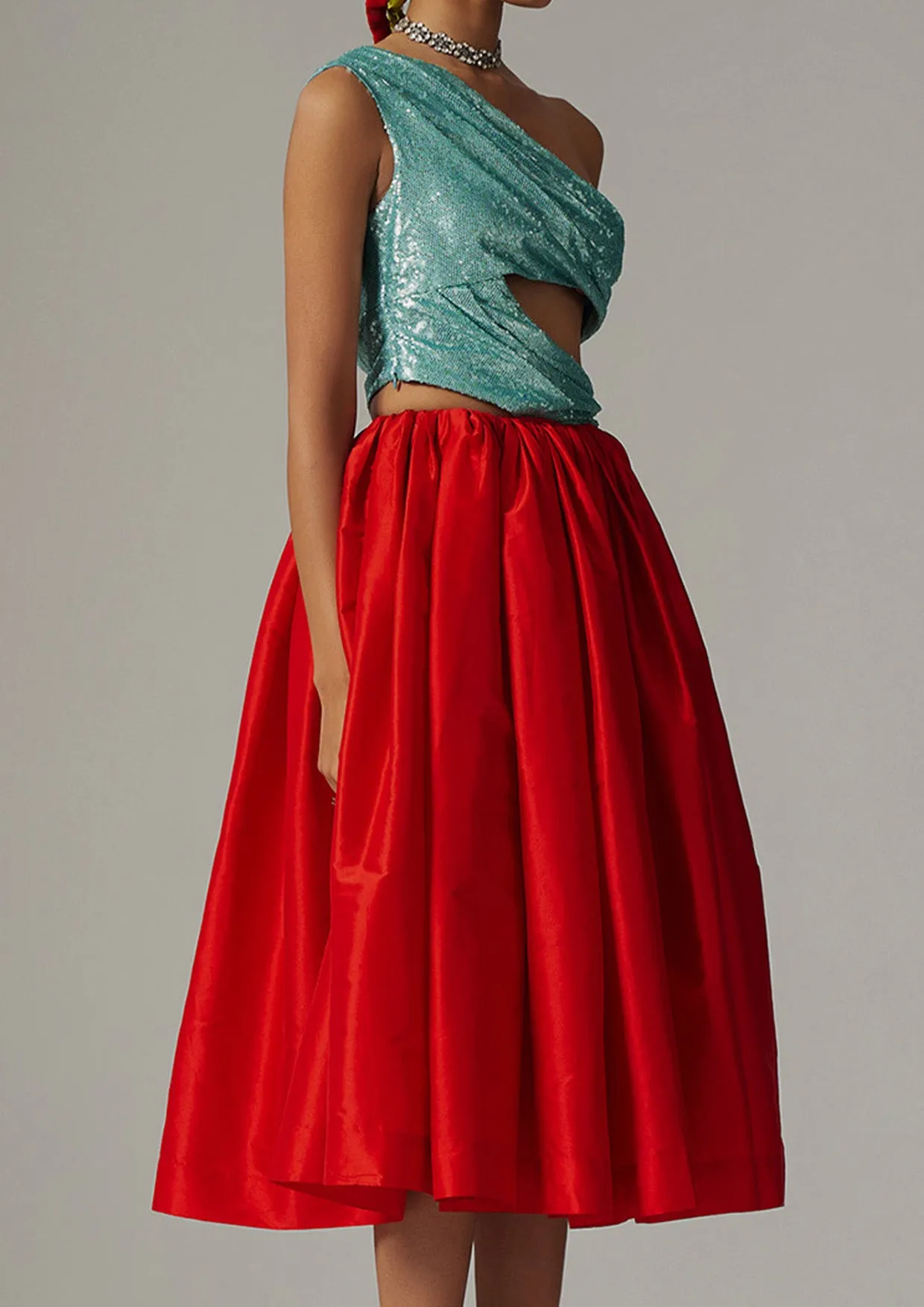 Taffeta Midi Skirt