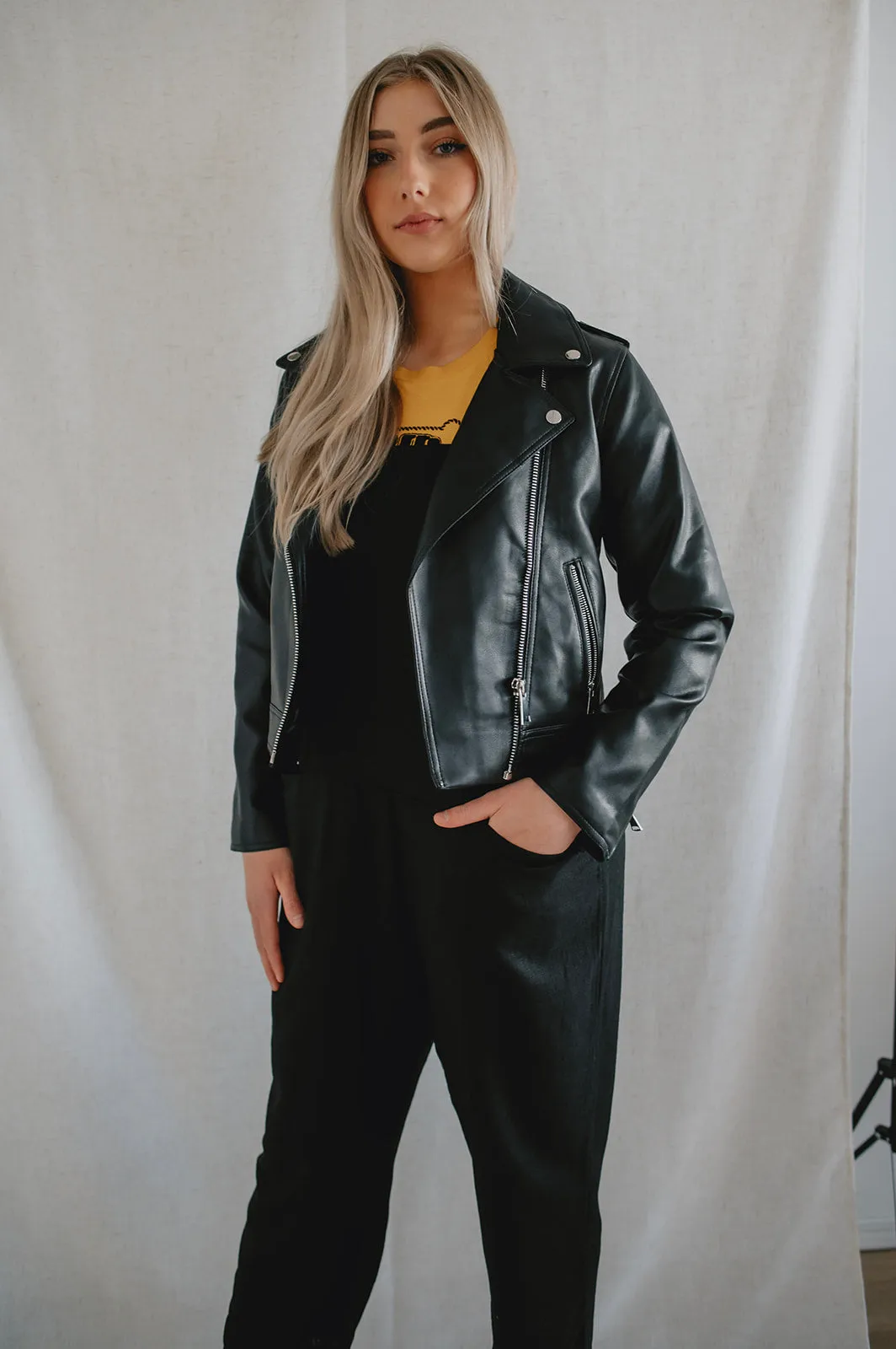 The Acomy Biker Jacket - Black