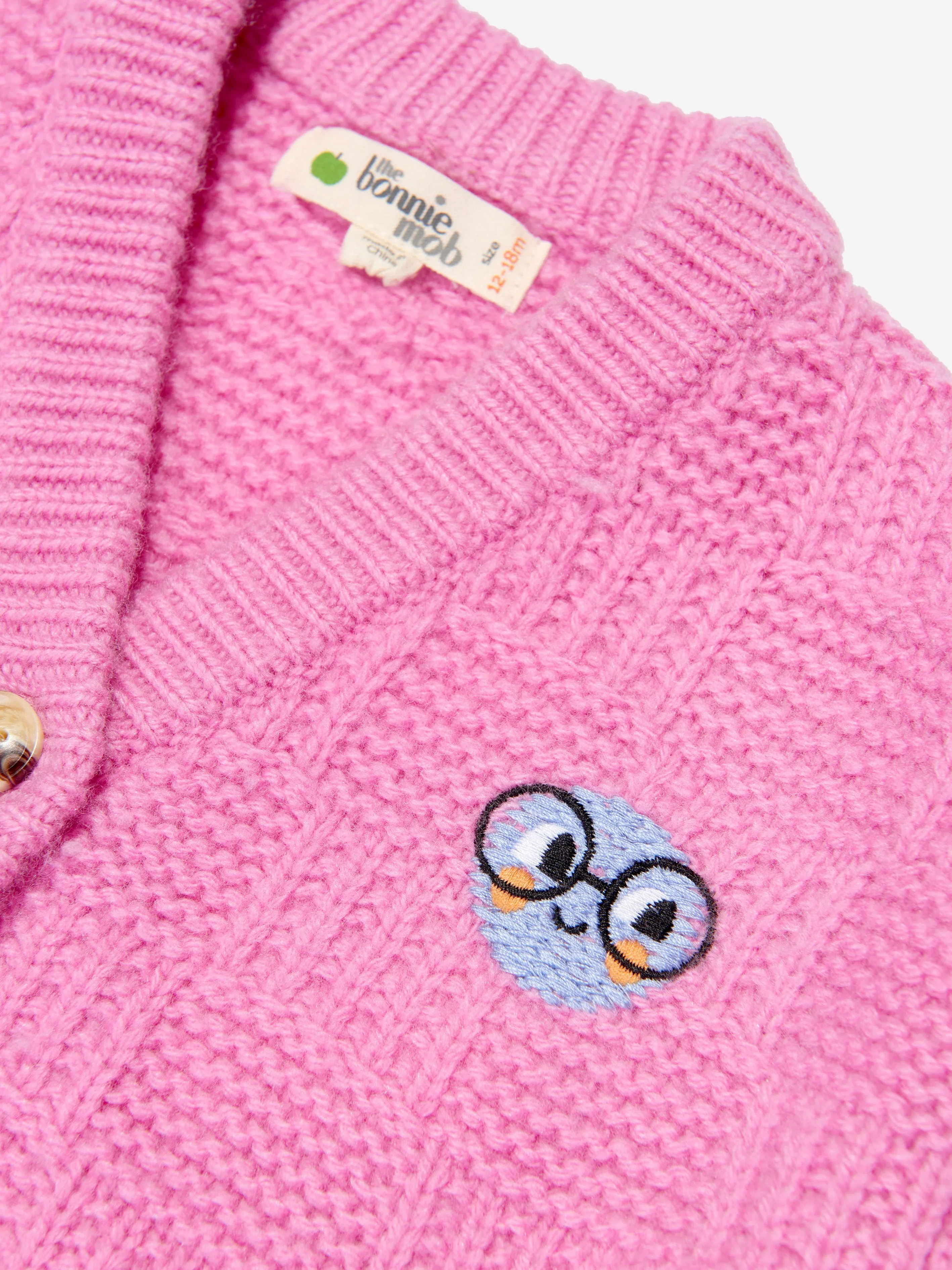 The Bonnie Mob Girls Wool Knit Cardigan in Pink