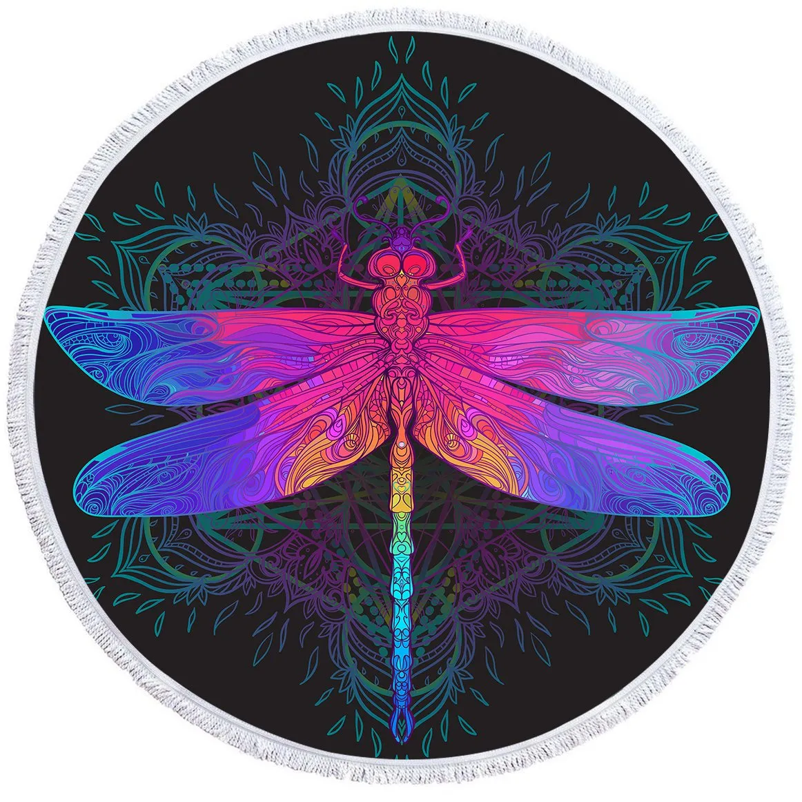 The Original Dragonfly Dreams Round Beach Towel