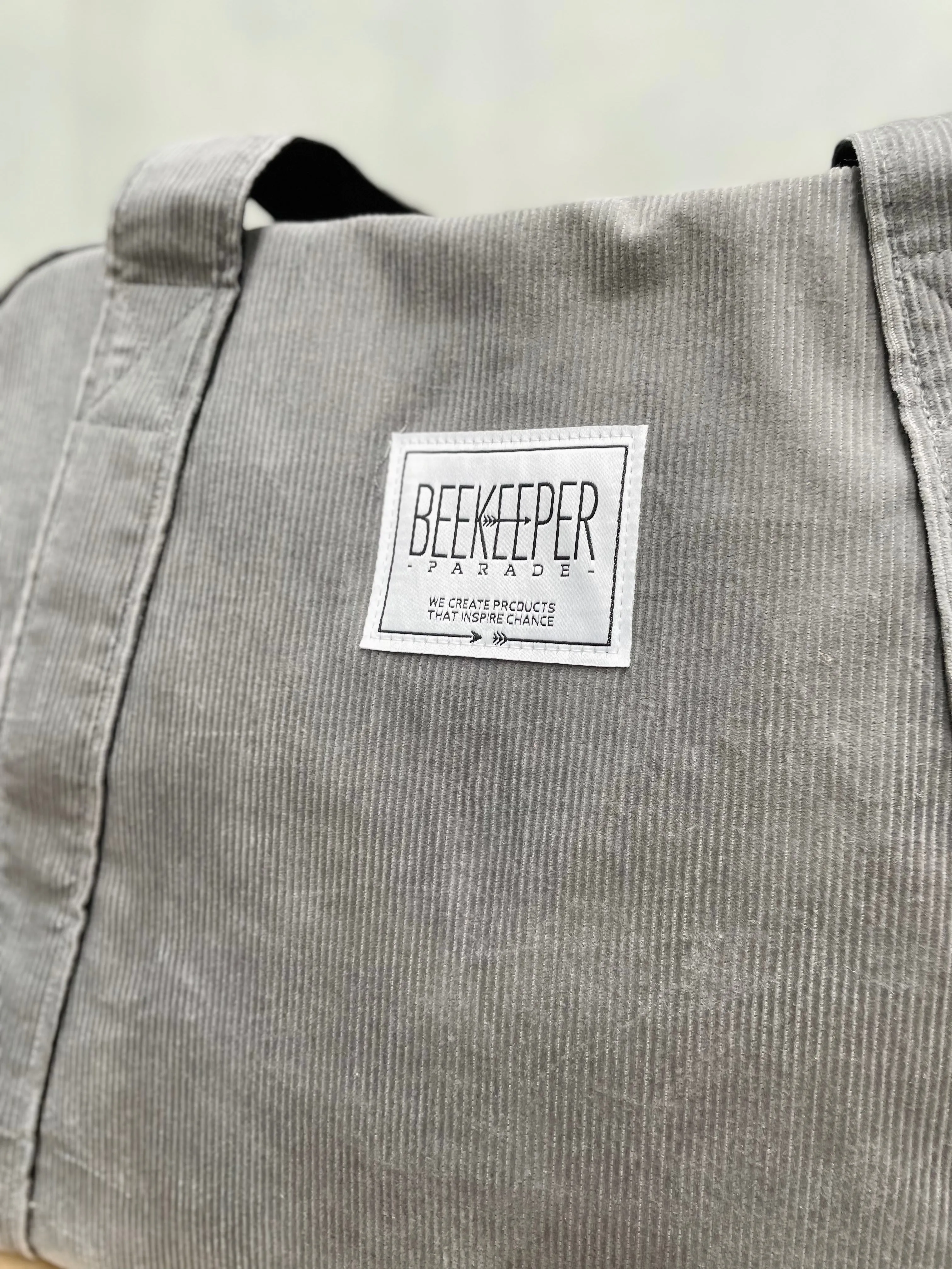 The Panda Grey Corduroy 🐼 Medium BeeKeeper Weekender (Masterpiece)