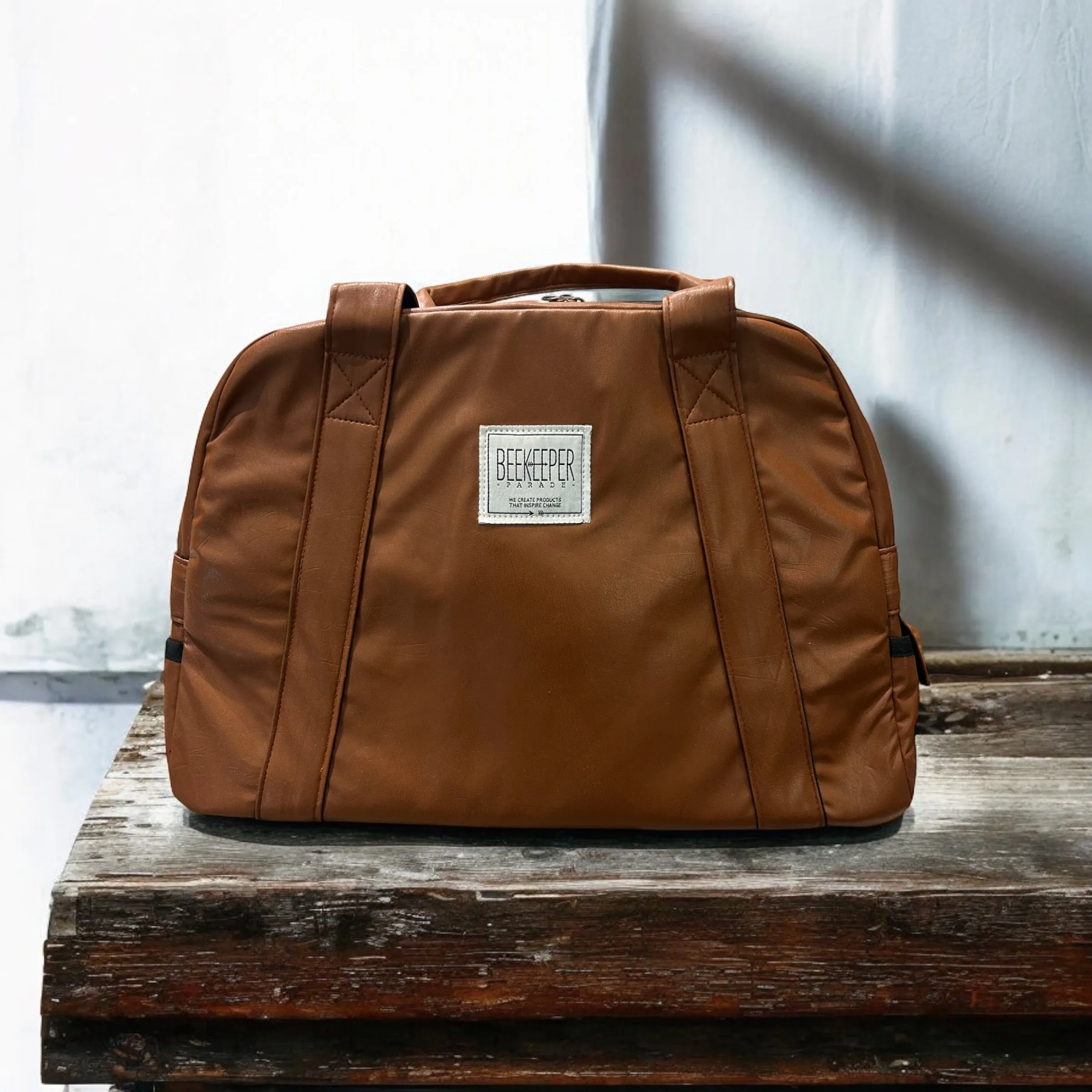 The Vegan Leather Tan Medium BeeKeeper Weekender (Masterpiece)