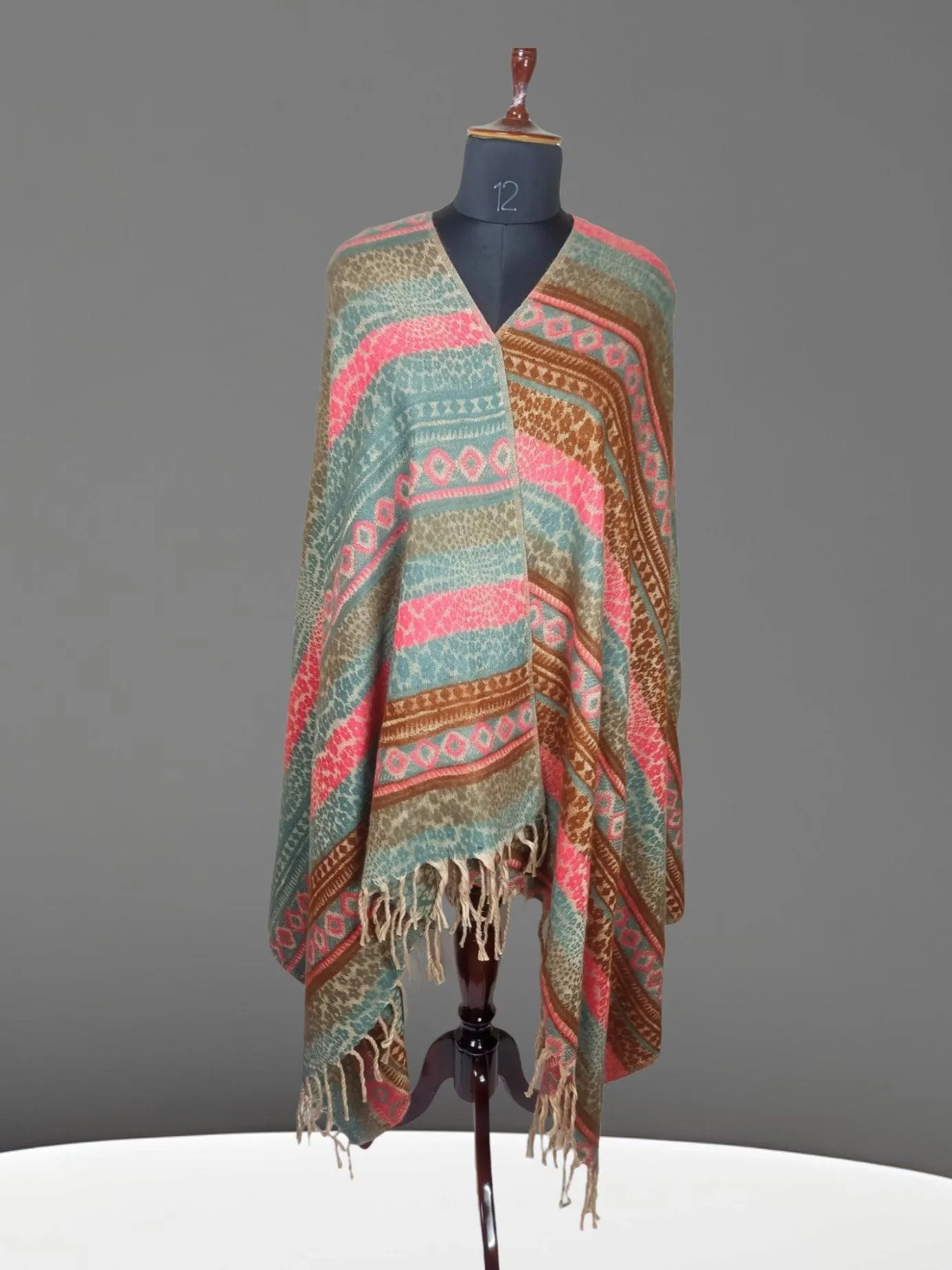 Tibet Yak Wool Shawl | Blanket Size | Multicolour