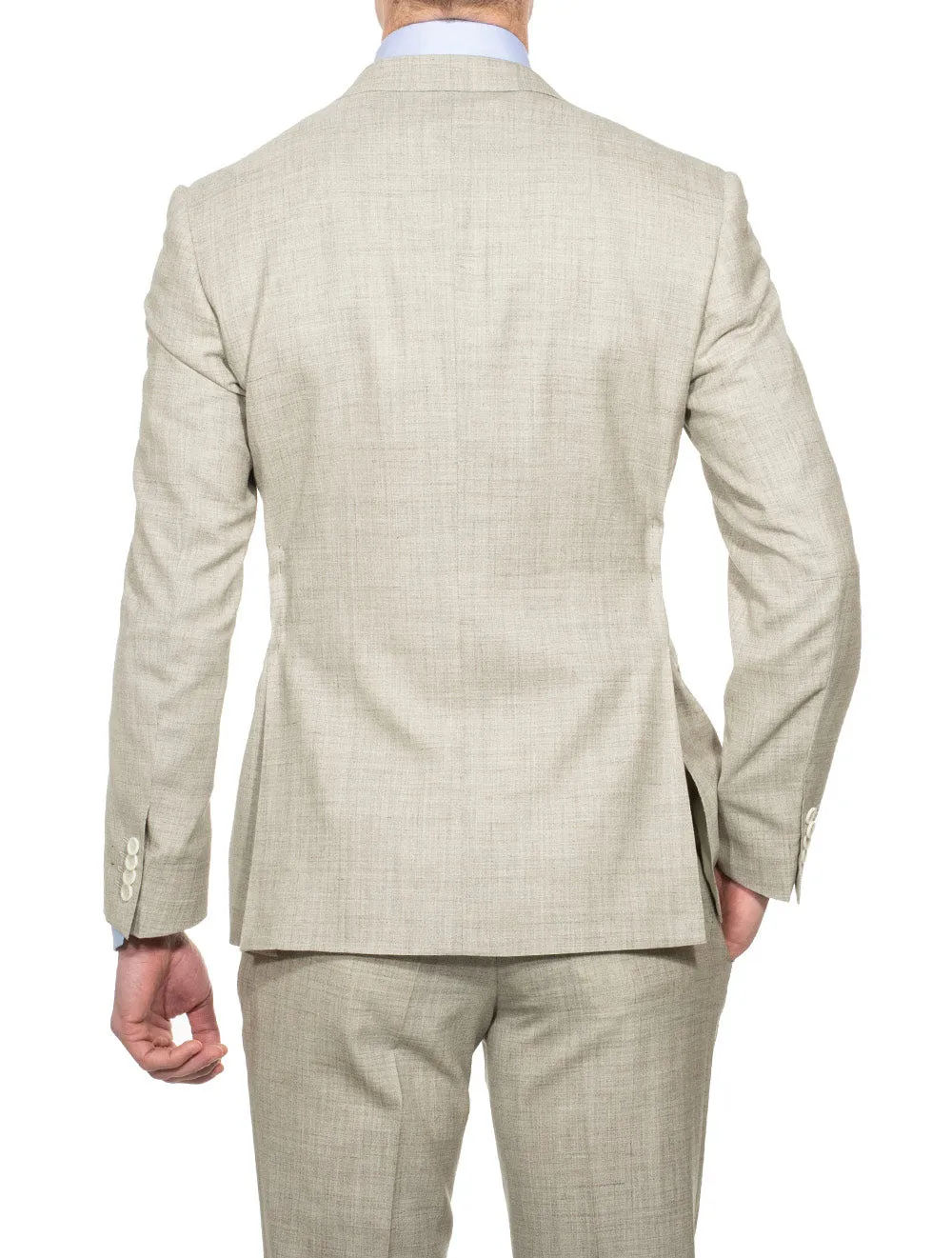 Unlined Wool Silk Linen Suit Beige