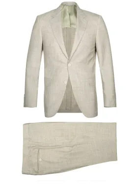 Unlined Wool Silk Linen Suit Beige