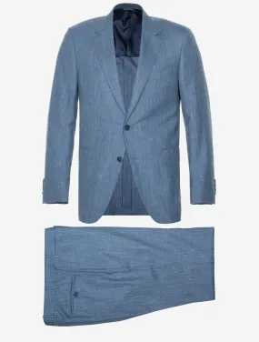 Unlined Wool Silk Linen Suit Blue