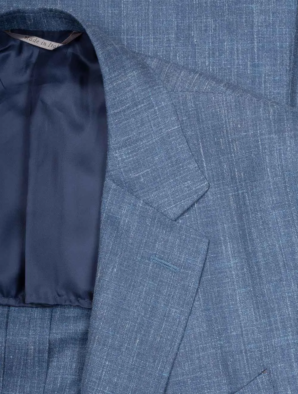 Unlined Wool Silk Linen Suit Blue