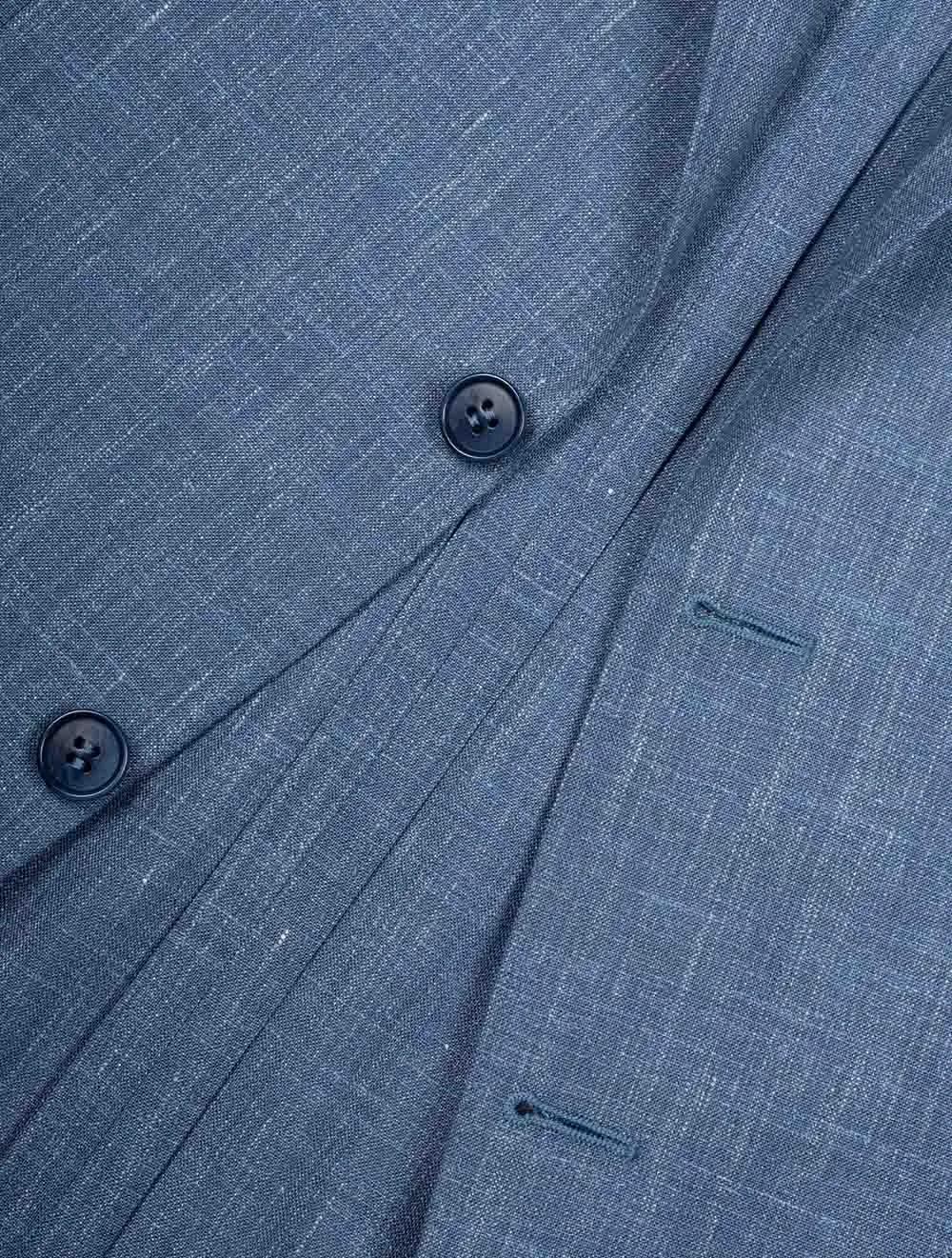 Unlined Wool Silk Linen Suit Blue