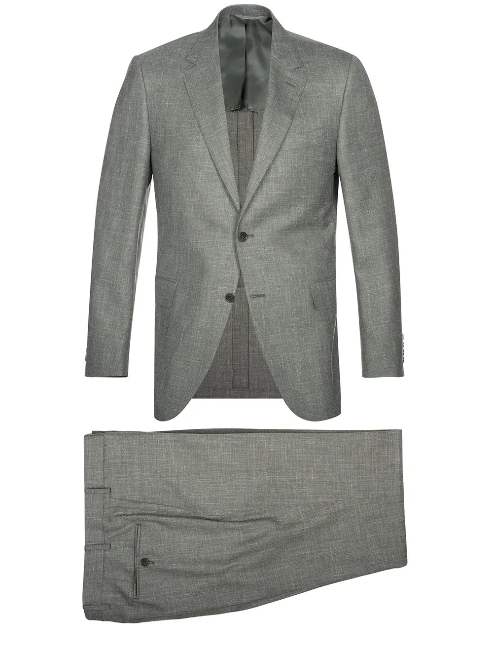 Unlined Wool Silk Linen Suit Green