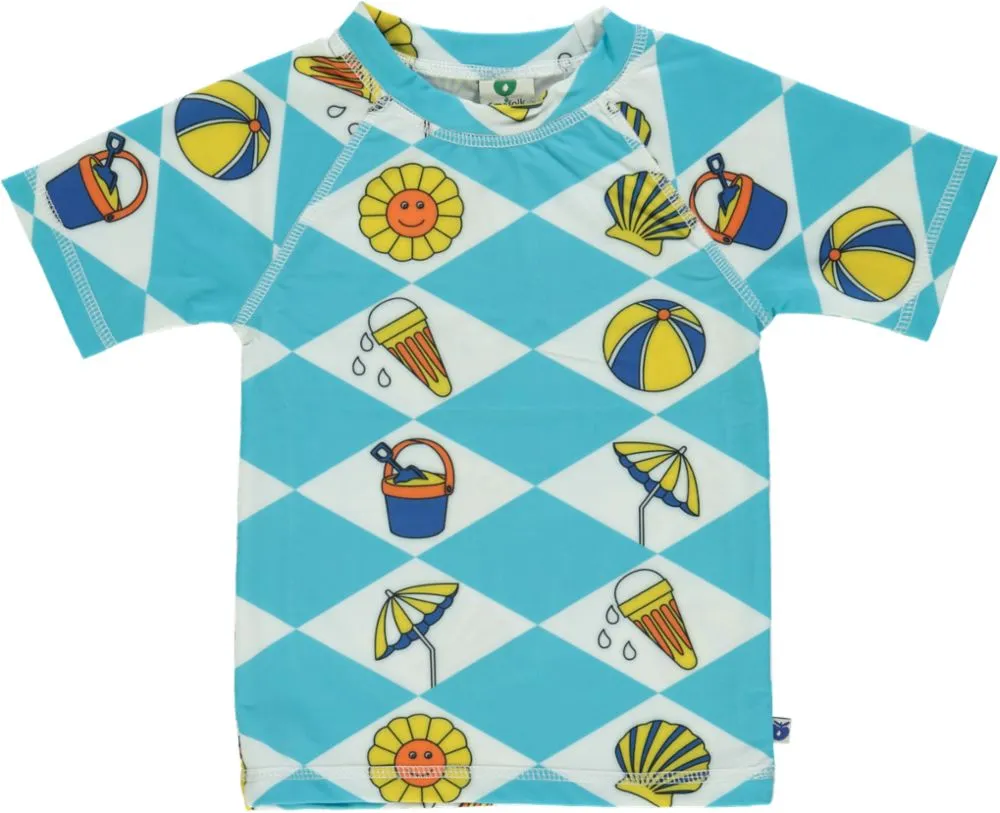 UV50 Swim T-shirt with summer vacation symbols