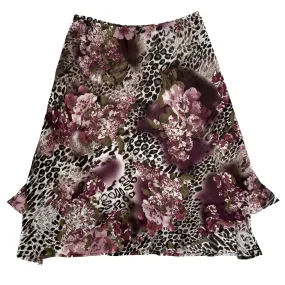 VINTAGE LEOPARD FLORAL MIDI SKIRT SIZE MEDIUM