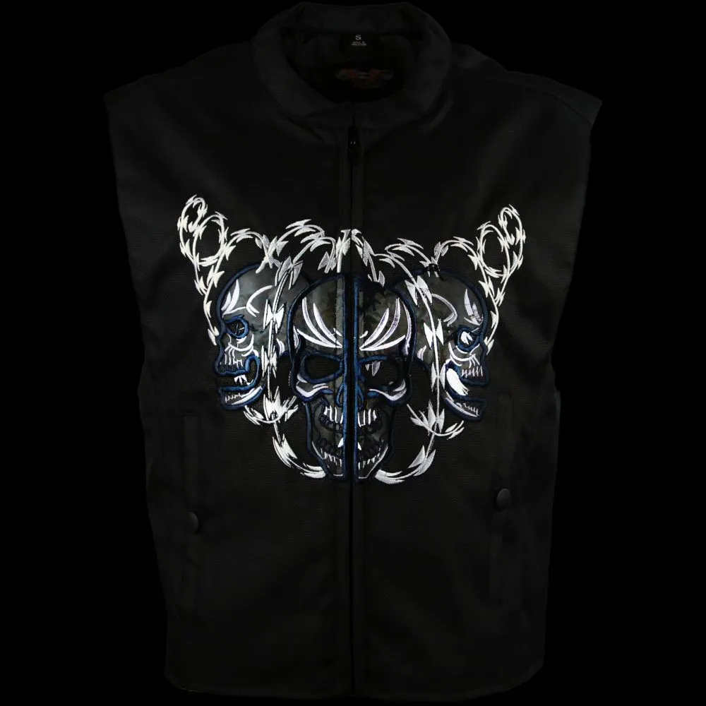 VL1929 Men's Textile Vest with Reflective Skull