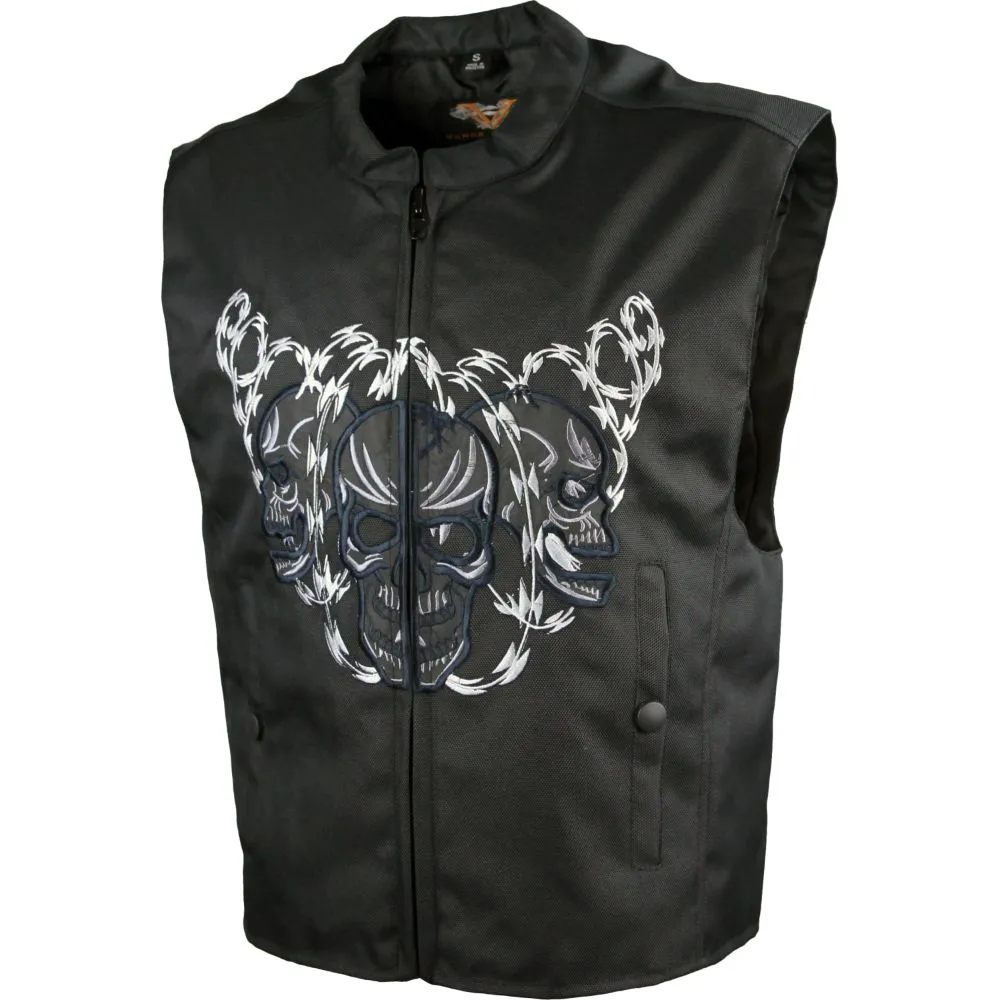 VL1929 Men's Textile Vest with Reflective Skull