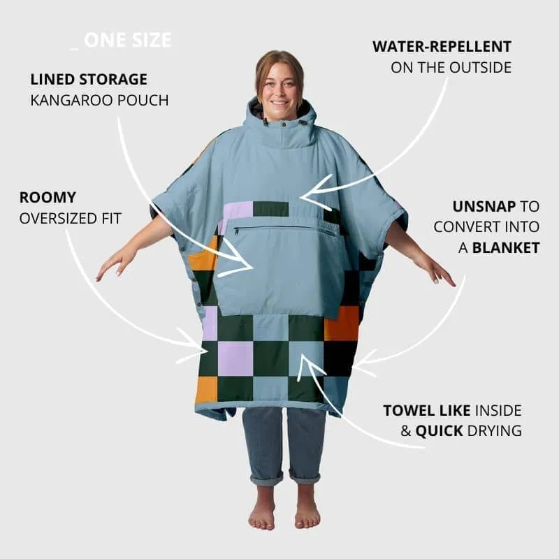 VOITED Trooper Outdoor Premium Poncho-Blanket - Blue Steel / Graphite