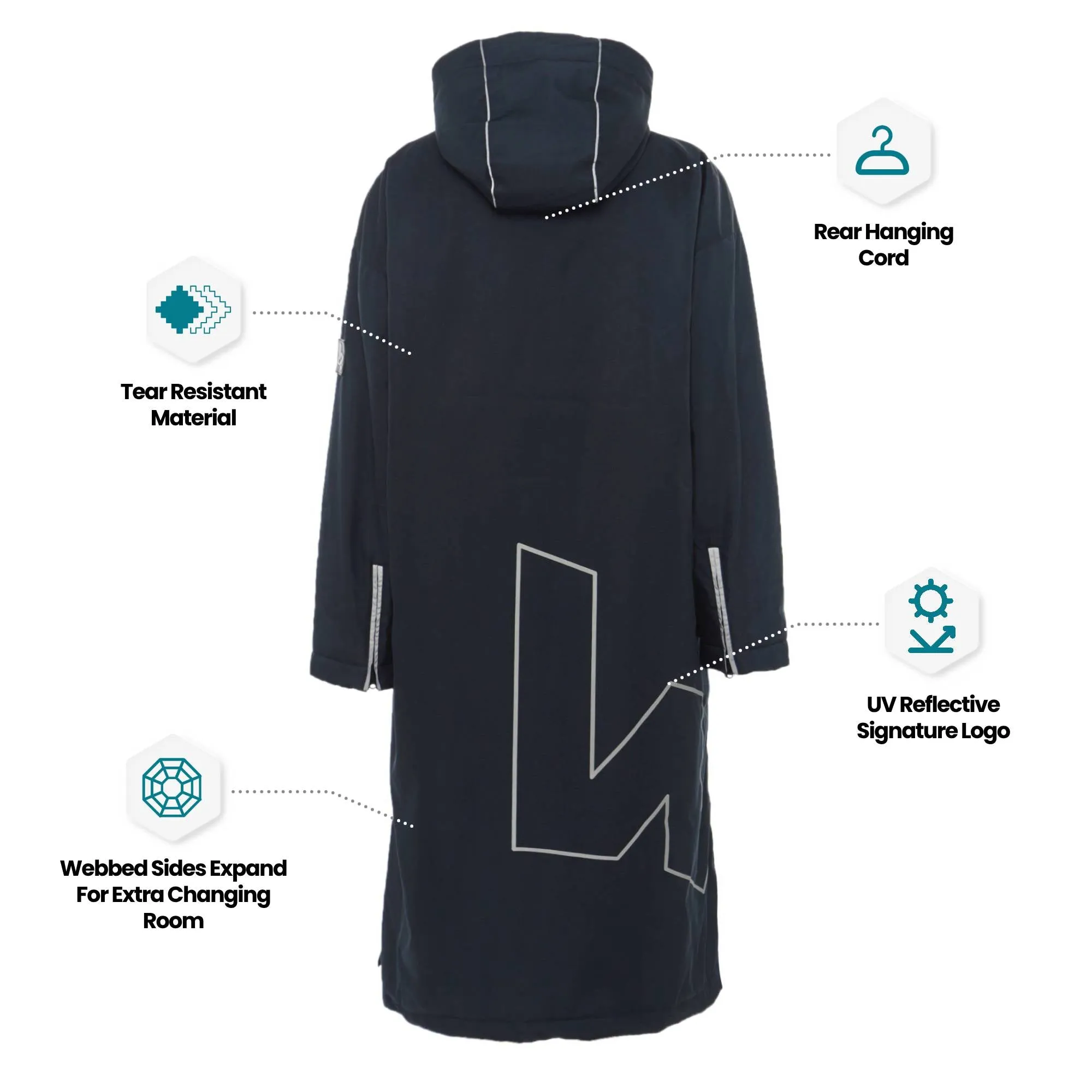 Wave 3 in 1 Hot Tub Changing Robe | Waterproof & Windproof | Unisex | Navy Blue