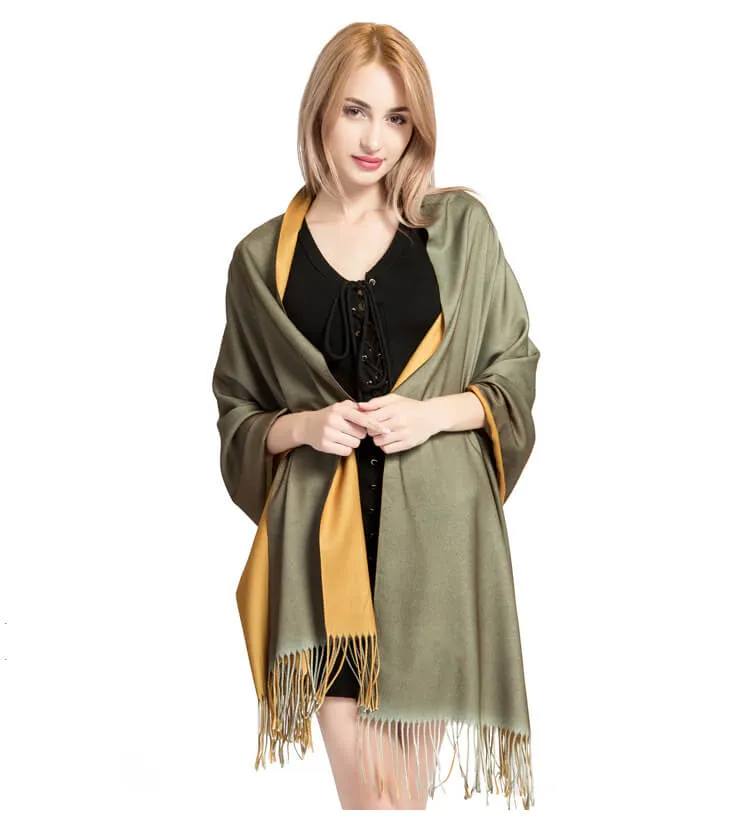 Womens Winter Scarf Cashmere Feel Shawl Wraps Soft Warm Blanket Scarves for Women（With tassels）