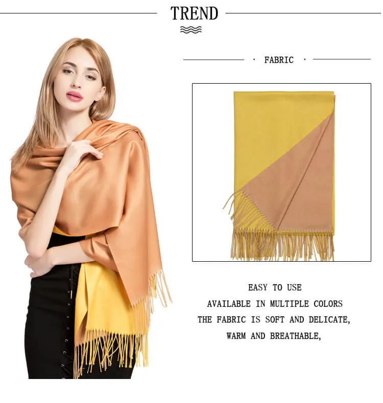 Womens Winter Scarf Cashmere Feel Shawl Wraps Soft Warm Blanket Scarves for Women（With tassels）