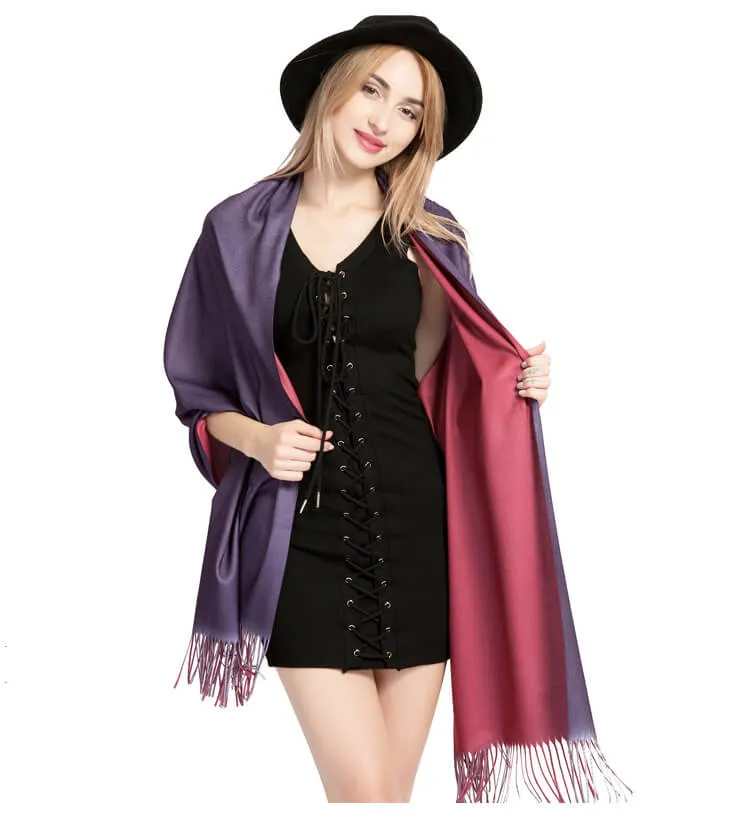 Womens Winter Scarf Cashmere Feel Shawl Wraps Soft Warm Blanket Scarves for Women（With tassels）