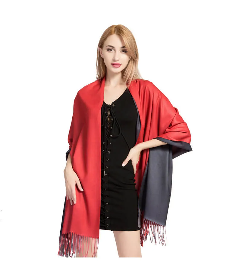 Womens Winter Scarf Cashmere Feel Shawl Wraps Soft Warm Blanket Scarves for Women（With tassels）