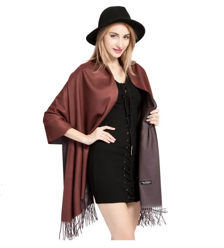 Womens Winter Scarf Cashmere Feel Shawl Wraps Soft Warm Blanket Scarves for Women（With tassels）