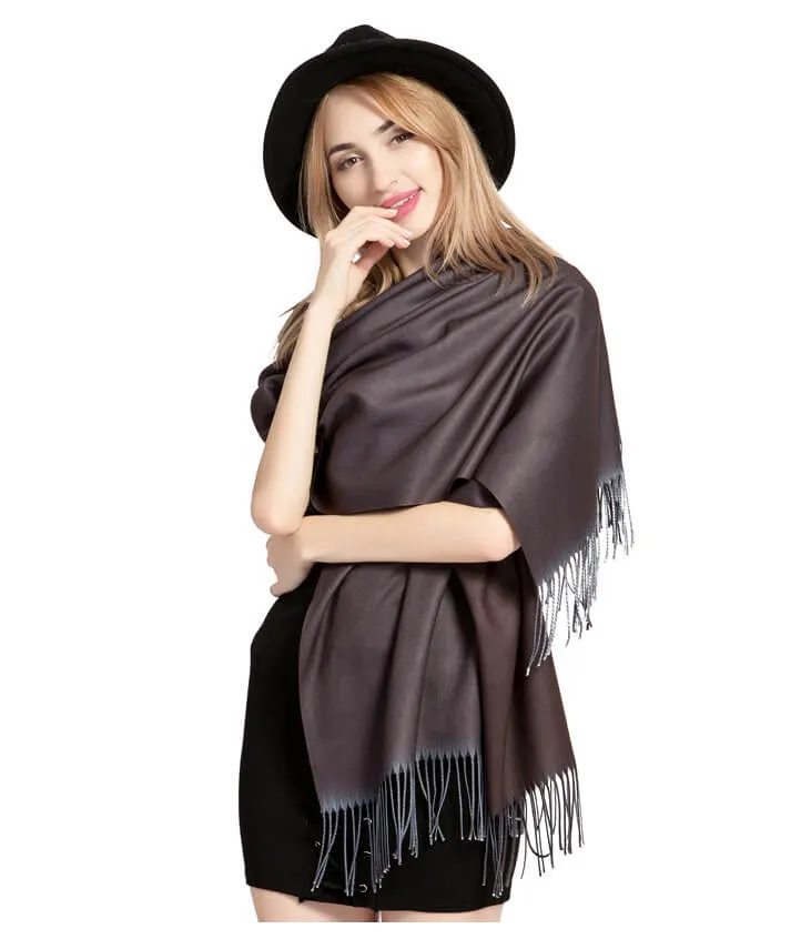 Womens Winter Scarf Cashmere Feel Shawl Wraps Soft Warm Blanket Scarves for Women（With tassels）