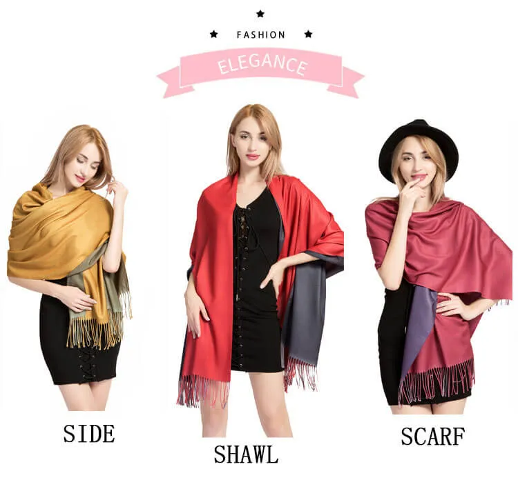 Womens Winter Scarf Cashmere Feel Shawl Wraps Soft Warm Blanket Scarves for Women（With tassels）