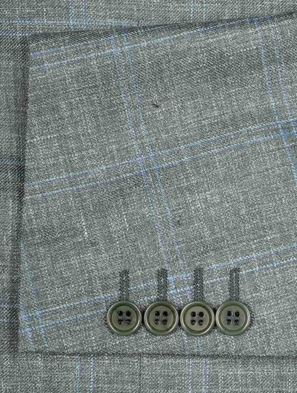 Wool Silk And Linen Check Jacket Green