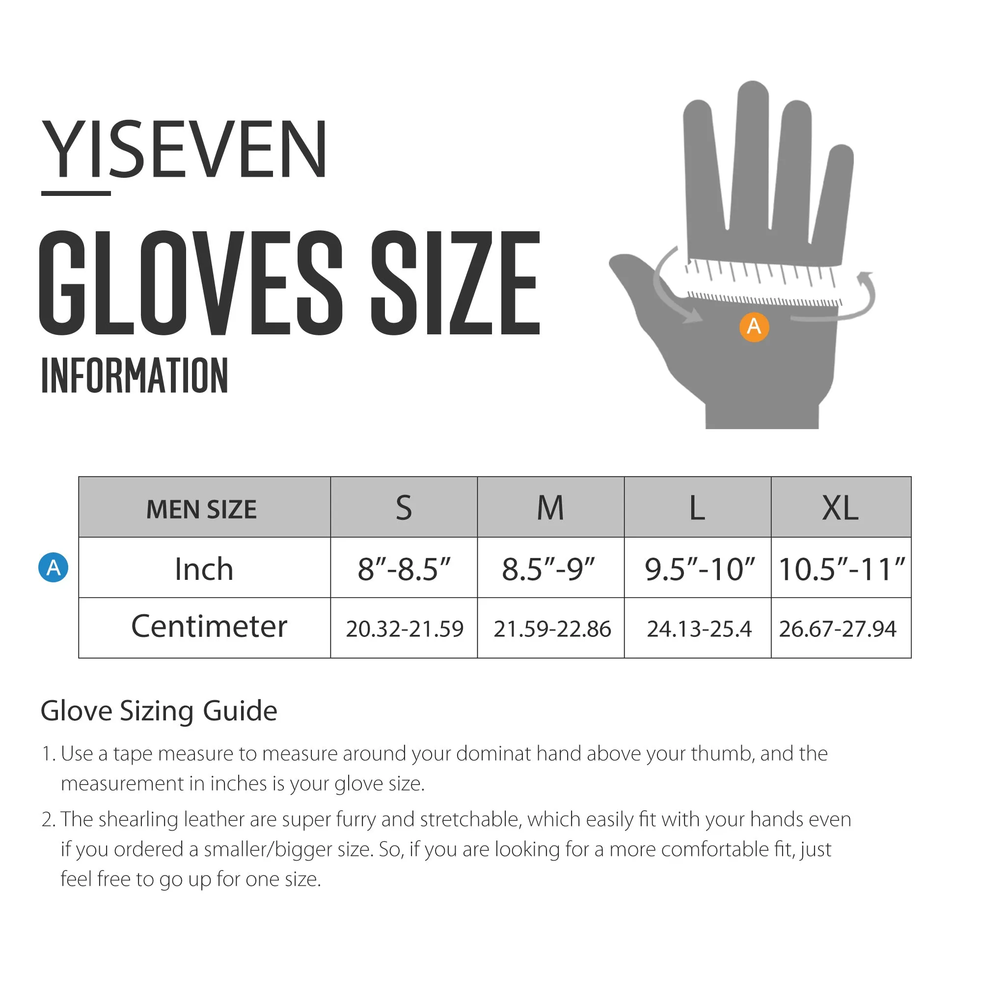 YISEVEN Men's Winter Sheepskin Shearling Leather Gloves