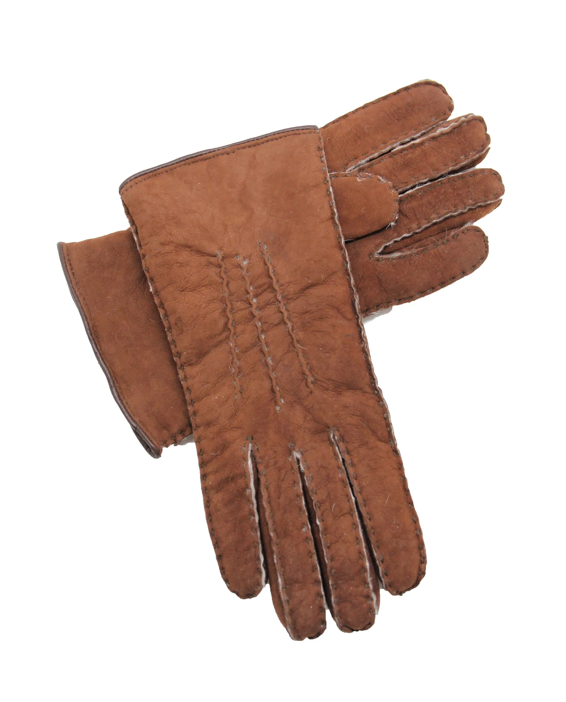 YISEVEN Women's Lambskin Handmade Curly Shearling Gloves