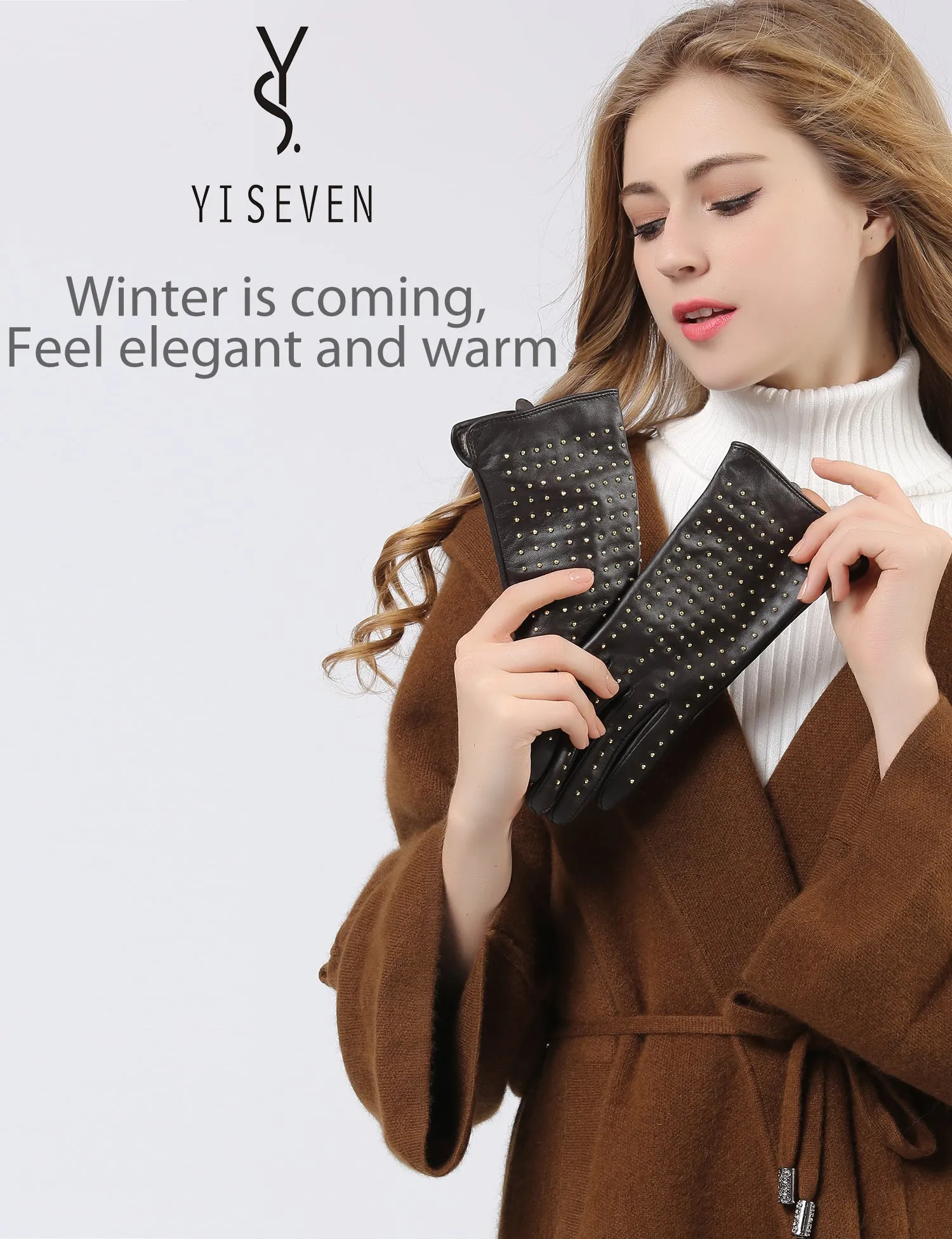 YISEVEN Womens Touchscreen Sheepskin Leather Gloves