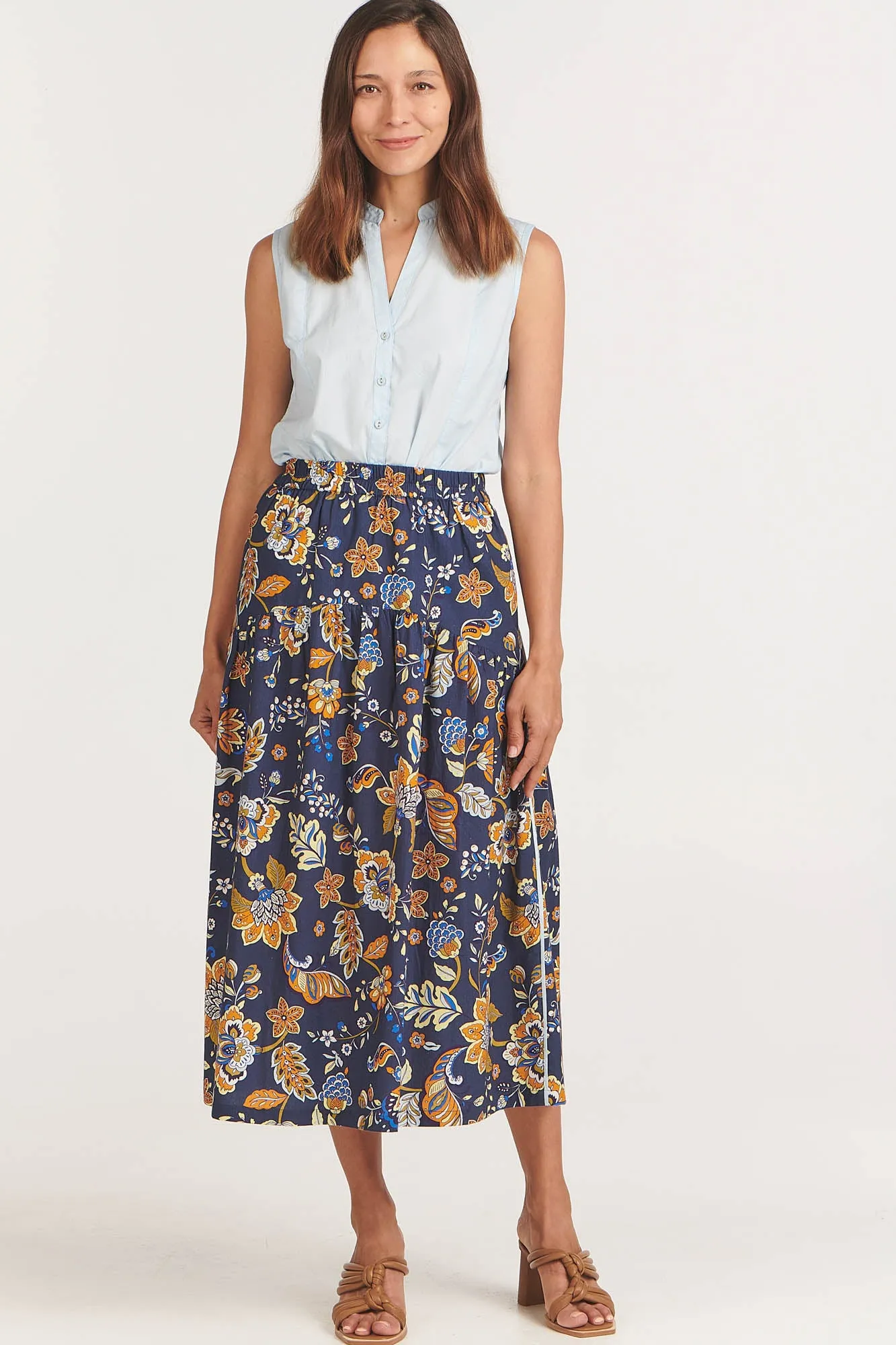 Yorke Skirt Indigo Chintz